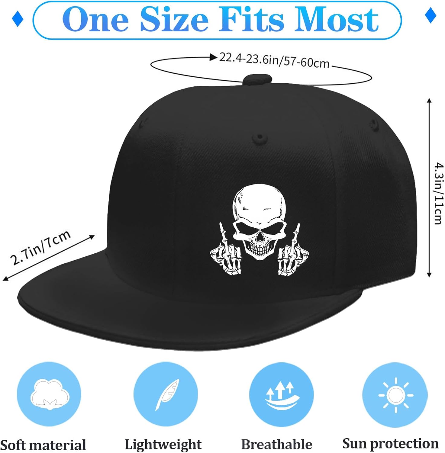 Skull Middle Finger Snapback H - đánh giá và giá Snapback Hat Flat